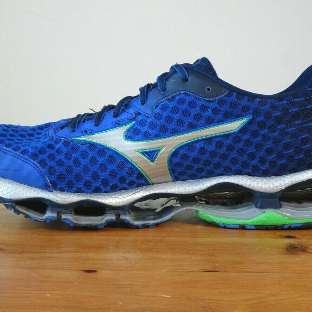 Mizuno Wave Prophecy 4 Blue/Silver/Green Mens Size 12 Running Shoes